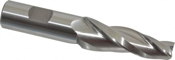 Made in USA - 5° Taper Angle per Side, 1/2" Small End Diam, 2-1/4" LOC, High Speed Steel 3 Flute Tapered Square End Mill - 4-1/2" OAL, 3/4" Shank Diam, Spiral Flute - Caliber Tooling