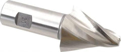 Made in USA - 20° Taper Angle per Side, 3/8" Small End Diam, 2" LOC, High Speed Steel 4 Flute Tapered Square End Mill - 4-1/2" OAL, 1" Shank Diam, Spiral Flute - Caliber Tooling