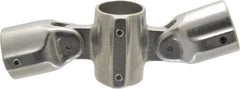 Hollaender - 1-1/2" Pipe, Adjustable Cross Assembly, Aluminum Alloy Cross Pipe Rail Fitting - Bright Finish - Caliber Tooling