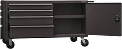 Durham - 4,000 Lb Capacity, 1 Shelf, 8 Drawer, 2 Door Mobile Cabinet - 60" Wide x 30" Deep x 34" High, Steel, Gray - Caliber Tooling