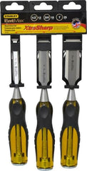 Stanley - 3 Piece Wood Chisel Set - 9" OAL, Sizes Included 1/2 to 1" - Caliber Tooling