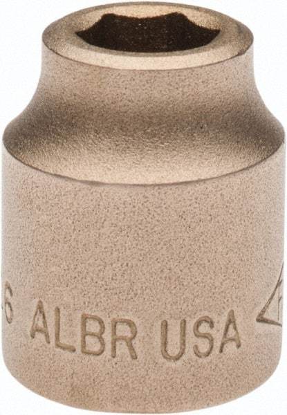 Ampco - 7/16", 1/2" Drive, Standard Hand Socket - 6 Points, 1-3/16" OAL, Aluminum Bronze - Caliber Tooling