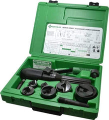 Greenlee - 11 Piece, 61.5mm Punch Hole Diam, Hydraulic Punch Driver Kit - Round Punch, 10 Gage Mild Steel - Caliber Tooling