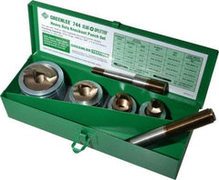 Greenlee - 7 Piece, 22.5 to 43.2mm Punch Hole Diam, Hydraulic Knockout Set - Round Punch, 10 Gage Mild Steel - Caliber Tooling