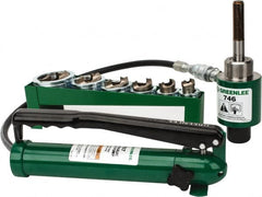 Greenlee - 21 Piece, 22.5 to 61.5" Punch Hole Diam, Hydraulic Knockout Set - Round Punch, 10 Gage Mild Steel - Caliber Tooling