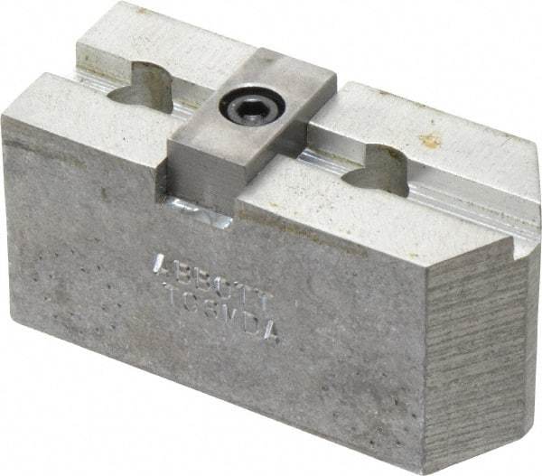 Abbott Workholding Products - 6" & Up Chuck Capacity, Tongue & Groove Attachment, Square Soft Lathe Chuck Jaw - 3 Jaws, Aluminum, 1-1/2" Btw Mount Hole Ctrs, 3" Long x 1-1/4" Wide x 1-1/2" High, 5/16" Groove, 3/8" Fastener - Caliber Tooling