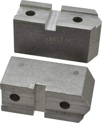 Abbott Workholding Products - 6" & Up Chuck Capacity, Serrated Attachment, Square Soft Lathe Chuck Jaw - 3 Jaws, Aluminum, 1-11/16" Btw Mount Hole Ctrs, 3" Long x 1-1/4" Wide x 1-1/2" High, 0.738" Groove, 5/16" Fastener - Caliber Tooling