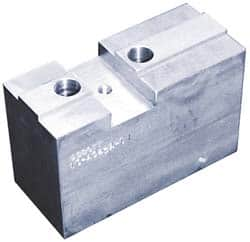 Abbott Workholding Products - 15 to 24" Chuck Capacity, Tongue & Groove Attachment, Square Soft Lathe Chuck Jaw - 3 Jaws, Steel, 3" Btw Mount Hole Ctrs, 8-1/4" Long x 3" Wide x 4" High, 7/8" & 7/8" Fastener - Caliber Tooling