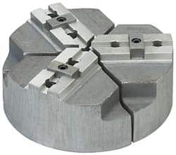 Abbott Workholding Products - 15" & Up Chuck Capacity, Tongue & Groove Attachment, Round Soft Lathe Chuck Jaw - 3 Jaws, Cast Aluminum, 3" Btw Mount Hole Ctrs, 18" Wide x 4" High, 1/2" Groove, 5/8" Fastener - Caliber Tooling