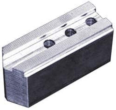 Abbott Workholding Products - 16" & Up Chuck Capacity, 3/32" x 90° Serrated Attachment, Square Soft Lathe Chuck Jaw - 3 Jaws, Steel, 1-1/2" Btw Mount Hole Ctrs, 6-1/2" Long x 2-1/2" Wide x 3" High, 1.004" Groove, 0.7874" & 20mm Fastener - Caliber Tooling