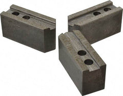 Abbott Workholding Products - 8" & Up Chuck Capacity, 1/16" x 90 Serrated Attachment, Square Soft Lathe Chuck Jaw - 3 Jaws, Steel, 29/32" Btw Mount Hole Ctrs, 4" Long x 1-1/2" Wide x 2" High, 0.669" Groove, 0.4724" & 12mm Fastener - Caliber Tooling