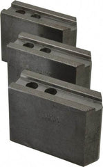 Abbott Workholding Products - 8" & Up Chuck Capacity, 1/16" x 90 Serrated Attachment, Square Soft Lathe Chuck Jaw - 3 Jaws, Steel, 29/32" Btw Mount Hole Ctrs, 4" Long x 1-1/2" Wide x 3" High, 0.669" Groove, 0.4724" & 12mm Fastener - Caliber Tooling