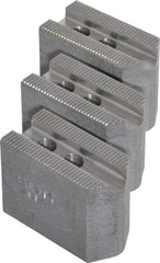 Abbott Workholding Products - 4" & Up Chuck Capacity, 1.5mm x 60° Serrated Attachment, Square Soft Lathe Chuck Jaw - 3 Jaws, Aluminum, 0.5512" Btw Mount Hole Ctrs, 2" Long x 1" Wide x 1-1/2" High, 0.3937" Groove, 0.315" & 8mm Fastener - Caliber Tooling