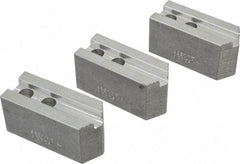 Abbott Workholding Products - 6" & Up Chuck Capacity, 1.5mm x 60° Serrated Attachment, Square Soft Lathe Chuck Jaw - 3 Jaws, Aluminum, 0.7874" Btw Mount Hole Ctrs, 3" Long x 1-1/4" Wide x 1-1/2" High, 0.4724" Groove, 0.3937" & 10mm Fastener - Caliber Tooling