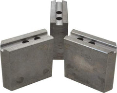 Abbott Workholding Products - 8" & Up Chuck Capacity, 1.5mm x 60° Serrated Attachment, Square Soft Lathe Chuck Jaw - 3 Jaws, Steel, 63/64" Btw Mount Hole Ctrs, 4" Long x 1-1/2" Wide x 4" High, 0.5512" Groove, 0.4724" & 12mm Fastener - Caliber Tooling