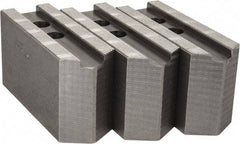 Abbott Workholding Products - 12" & Up Chuck Capacity, 1.5mm x 60° Serrated Attachment, Square Soft Lathe Chuck Jaw - 3 Jaws, Steel, 1.1811" Btw Mount Hole Ctrs, 5-1/2" Long x 2" Wide x 3" High, 0.8268" Groove, 0.6299" & 16mm Fastener - Caliber Tooling