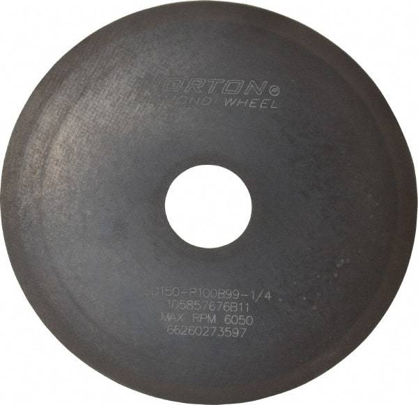 Norton - 6" Diam x 1-1/4" Hole x 1/16" Thick, 150 Grit Surface Grinding Wheel - Diamond, Type 1A1, Very Fine Grade, Resinoid Bond - Caliber Tooling