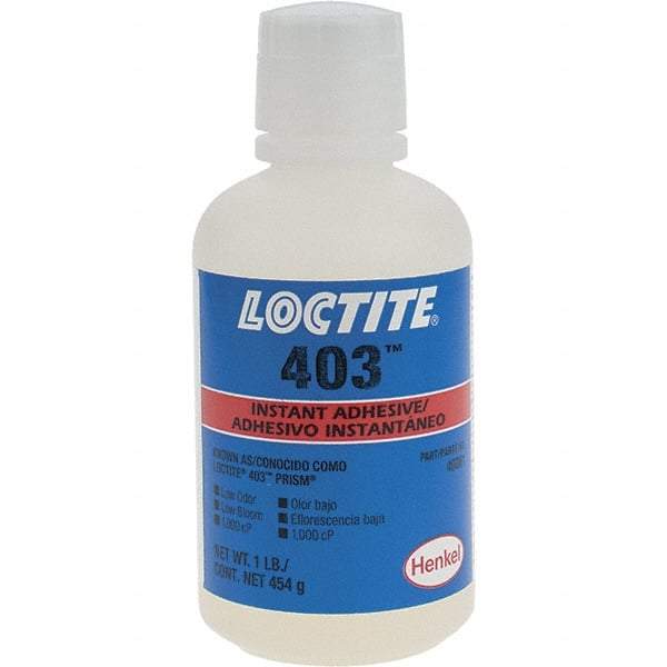 Loctite - 1 Lb Bottle Clear Instant Adhesive - Series 403, 24 hr Full Cure Time - Caliber Tooling