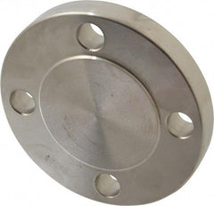 Merit Brass - 1-1/2" Pipe, 5" OD, Stainless Steel, Blind Pipe Flange - 3-7/8" Across Bolt Hole Centers, 5/8" Bolt Hole, 150 psi, Grades 304 & 304L - Caliber Tooling