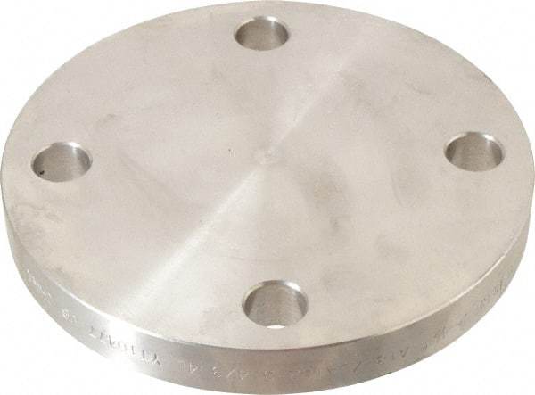 Merit Brass - 2-1/2" Pipe, 7" OD, Stainless Steel, Blind Pipe Flange - 5-1/2" Across Bolt Hole Centers, 3/4" Bolt Hole, 150 psi, Grades 304 & 304L - Caliber Tooling