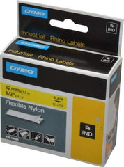 Rhino - 138" Long, Yellow Nylon Flexible Tape - For DYMO Brand Labeling Equipment Designed for "D1" Tapes (Check Width Compatibility) - Caliber Tooling