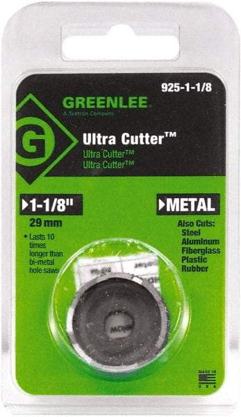 Greenlee - 1-1/8" Diam, 0.53" Cutting Depth, Hole Saw - High Speed Steel Saw, Toothed Edge - Caliber Tooling