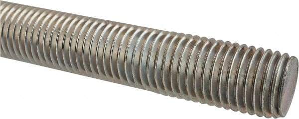 Made in USA - 1-8 UNC (Coarse), 2' Long, Low Carbon Steel Threaded Rod - Zinc-Plated Finish, Right Hand Thread - Caliber Tooling