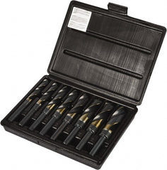 Precision Twist Drill - 9/16 to 1", 118° Point, Oxide/Gold Finish, Cobalt Reduced Shank Drill Bit Set - Caliber Tooling