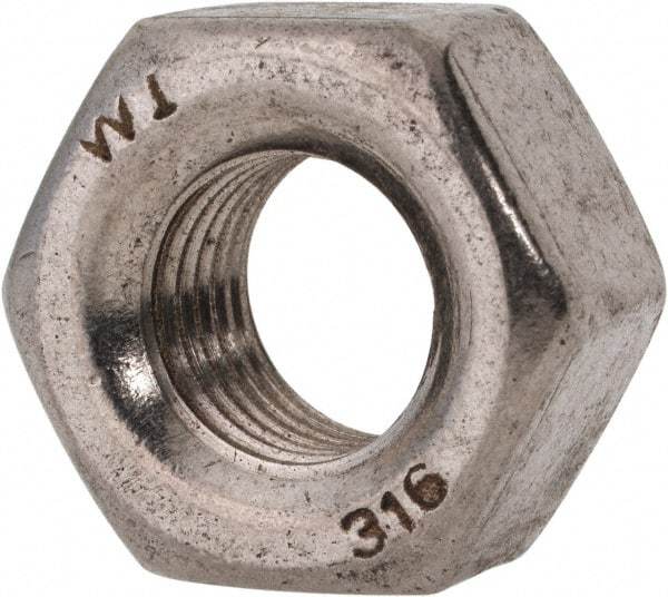 Value Collection - 7/16-20 UNF Stainless Steel Right Hand Heavy Hex Nut - 3/4" Across Flats, 27/64" High, Uncoated - Caliber Tooling