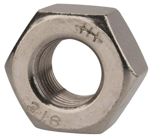 Value Collection - 1/2-20 UNF Stainless Steel Right Hand Heavy Hex Nut - 7/8" Across Flats, 31/64" High, Uncoated - Caliber Tooling