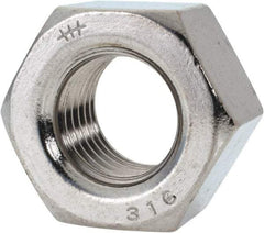 Value Collection - 7/8-9 UNC Stainless Steel Right Hand Heavy Hex Nut - 1-7/16" Across Flats, 55/64" High, Uncoated - Caliber Tooling