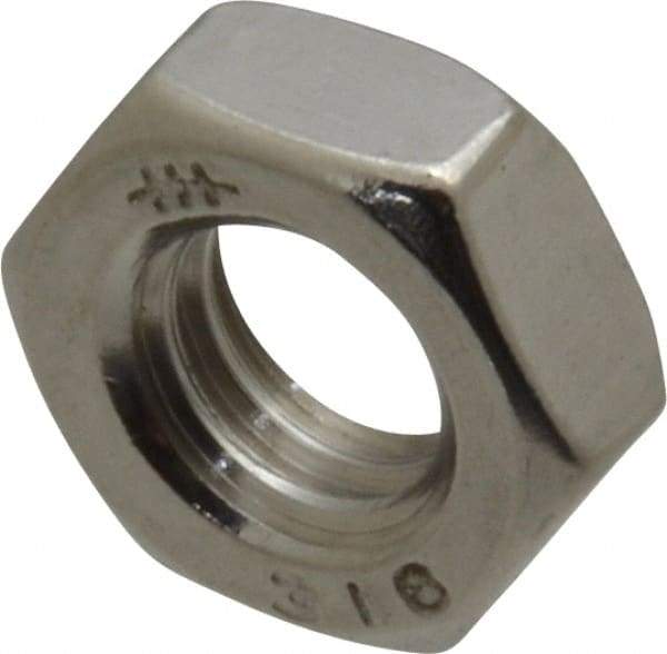 Value Collection - 5/16-18 UNC Stainless Steel Right Hand Hex Jam Nut - 1/2" Across Flats, 3/16" High, Uncoated - Caliber Tooling