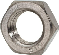 Value Collection - 1-8 UNC Stainless Steel Right Hand Hex Jam Nut - 1-1/2" Across Flats, 35/64" High, Uncoated - Caliber Tooling