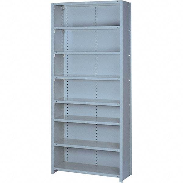 Lyon - 8 Shelf, 1,300 Lb. Capacity, Closed Shelving Starter Unit - 36 Inch Wide x 18 Inch Deep x 84 Inch High, Gray - Caliber Tooling