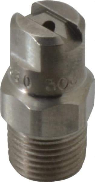 Bete Fog Nozzle - 1/8" Pipe, 30° Spray Angle, Grade 303 Stainless Steel, Standard Fan Nozzle - Male Connection, 1.26 Gal per min at 100 psi, 0.072" Orifice Diam - Caliber Tooling