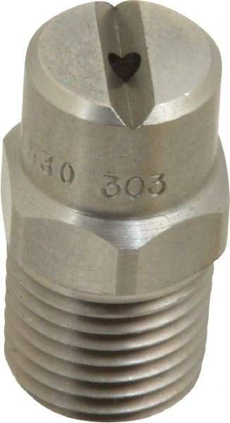 Bete Fog Nozzle - 1/4" Pipe, 30° Spray Angle, Grade 303 Stainless Steel, Standard Fan Nozzle - Male Connection, 2.37 Gal per min at 100 psi, 3/32" Orifice Diam - Caliber Tooling