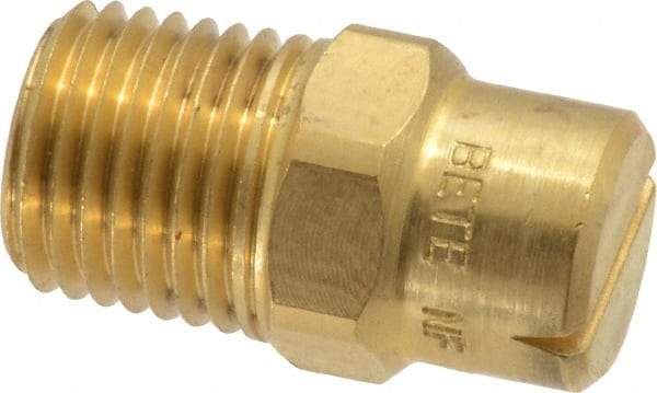 Bete Fog Nozzle - 1/4" Pipe, 120° Spray Angle, Brass, Standard Fan Nozzle - Male Connection, 2.37 Gal per min at 100 psi, 3/32" Orifice Diam - Caliber Tooling