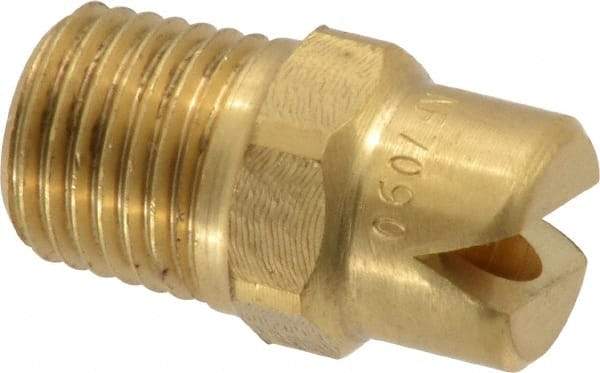 Bete Fog Nozzle - 1/4" Pipe, 90° Spray Angle, Brass, Standard Fan Nozzle - Male Connection, 11.1 Gal per min at 100 psi, 0.203" Orifice Diam - Caliber Tooling