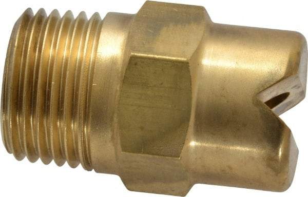 Bete Fog Nozzle - 1/2" Pipe, 65° Spray Angle, Brass, Standard Fan Nozzle - Male Connection, 15.8 Gal per min at 100 psi, 1/4" Orifice Diam - Caliber Tooling