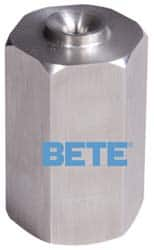 Bete Fog Nozzle - 1/8" Pipe, 90° Spray Angle, Grade 303 Stainless Steel, Full Cone Nozzle - Female Connection, 0.38 Gal per min at 100 psi, 0.043" Orifice Diam - Caliber Tooling