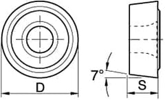 Kennametal - RCMT10T3M0 Grade KC725M Carbide Milling Insert - TiN/TiCN/TiN Finish, 5/32" Thick, 10mm Inscribed Circle - Caliber Tooling