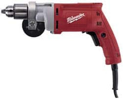 Milwaukee Tool - 1/2" Keyed Chuck, 850 RPM, Pistol Grip Handle Electric Drill - 8 Amps, 120 Volts, Reversible, Includes 1/2" Magnum Drill, Chuck Key with Holder, Side Handle - Caliber Tooling