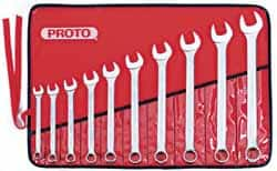 Proto - 10 Piece, 7/16 to 1", Combination Wrench Set - Inch System of Measurement, Satin Finish, Comes in Nylon Roll - Caliber Tooling