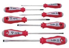 Xcelite - 7 Piece Phillips & Slotted Screwdriver Set - Blade Sizes: Width 1/8, 5/32, 3/16, 1/4 & 5/16, Bit Sizes: Philips #1 & #2 - Caliber Tooling