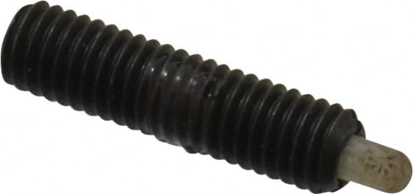 Gibraltar - 10-32, 3/4" Thread Length, 1/8" Plunger Projection, Steel Threaded Spring Plunger - 0.09 - 0.092" Max Plunger Diam, 3/4" Plunger Length, 1.3 Lb Init End Force, 2.7 Lb Final End Force - Caliber Tooling