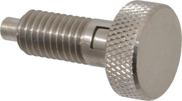 Gibraltar - 1/2-13, 0.65" Thread Length, 1/4 to 1/4" Max Plunger Diam, 0.5 Lb Init to 4 Lb Final End Force, Locking Knob Handle Plunger - Knurled Knob, 0.9" Length Under Head/Shoulder, 1/4" Plunger Projection - Caliber Tooling