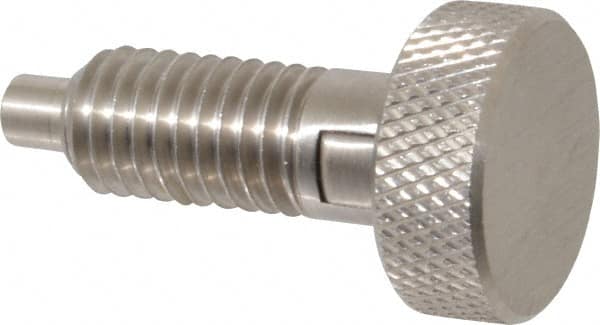 Gibraltar - 1/2-13, 0.65" Thread Length, 1/4 to 1/4" Max Plunger Diam, 0.5 Lb Init to 4 Lb Final End Force, Locking Knob Handle Plunger - Knurled Knob, 0.9" Length Under Head/Shoulder, 1/4" Plunger Projection - Caliber Tooling