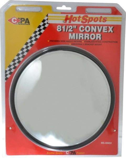 Value Collection - Automotive Full Size Convex Round Mirror with L Bracket - Stainless Steel, 8-1/2" Mirror Diam - Caliber Tooling