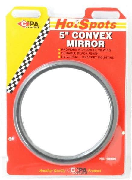 Value Collection - Automotive Full Size Convex Round Mirror with L Bracket - Black, 5" Mirror Diam - Caliber Tooling