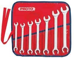 Proto - 7 Piece, 3/8" to 3/4", 12 Point Flare Nut Wrench Set - Inch Measurement Standard, Satin Finish, Comes in Pouch - Caliber Tooling